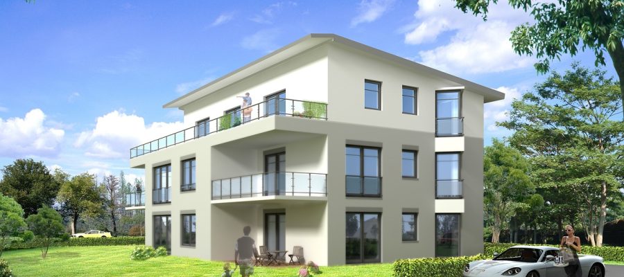 apartment building, villa, rendering